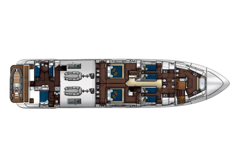 Der untere Deck Azimut Grande 100