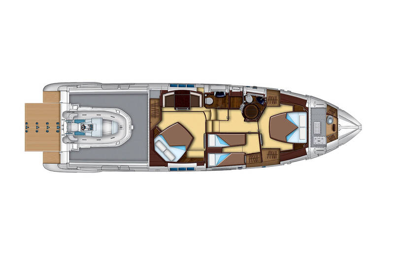 Der untere Deck (siehe Garage) Azimut 55S
